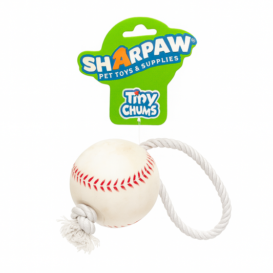 Pelota de Baseball Mordedora de Goma con Cuerda Sharpaw